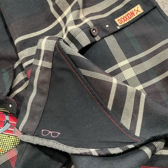 Dixxon Women’s Small Shirt Black Red Plaid Button Front Long Sleeve Haymarket - Picture 7 of 9